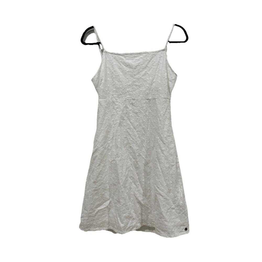 Roxy Women Juniors  White Sleeveless‎  Eyelet Spaghetti Strap Dress Size Small S